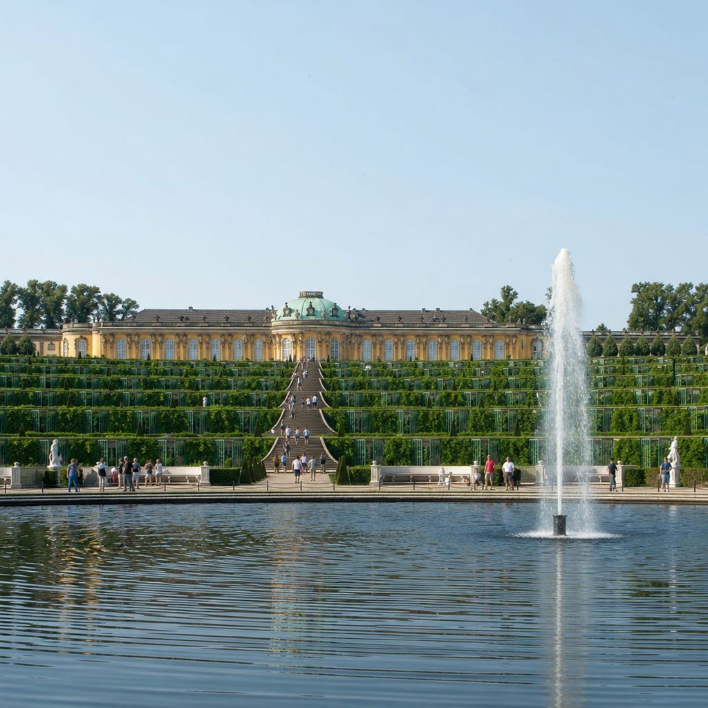 Schloss Sanssouci in Potsdam Ein Bild zum Thema Schloss Sanssouci in Potsdam im allgemeiner Kontext,Allgemeinwissen Kontext